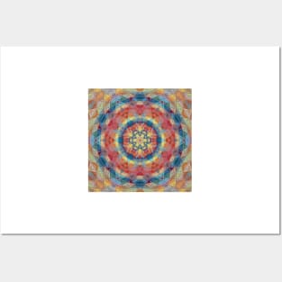circular primary coloured hexagonal kaleidoscope floral fantasy design Posters and Art